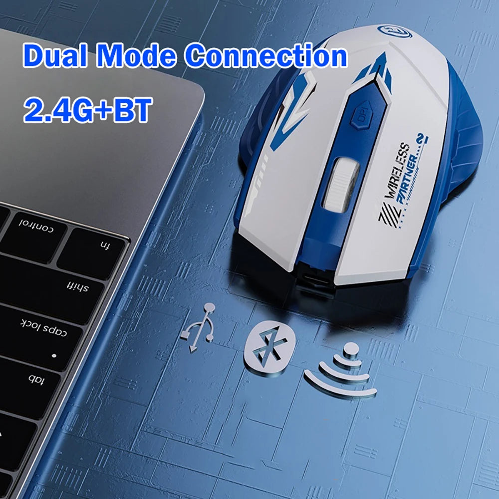 Ratón Bluetooth 5,4, Ratón Inalámbrico De Modo Dual 2,4G, 6 Botones, Ratón Para Juegos, Ratón Silencioso De Oficina, Ratón Recargable Para PC Y Portátil