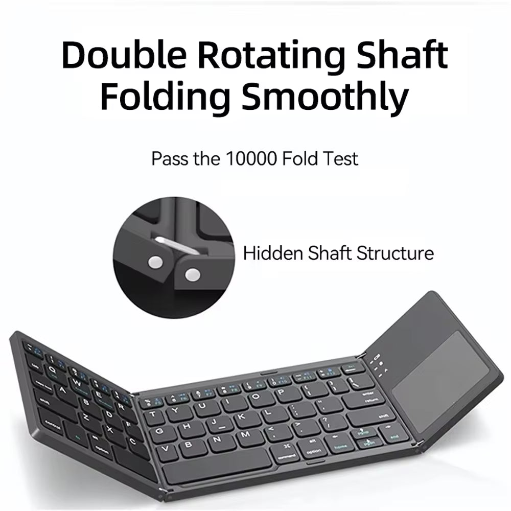 Teclado Plegable Bluetooth Con Panel Táctil Para IOS Android Windows Office Mini Teclado Inalámbrico Almacenamiento Tres Sistemas Universal