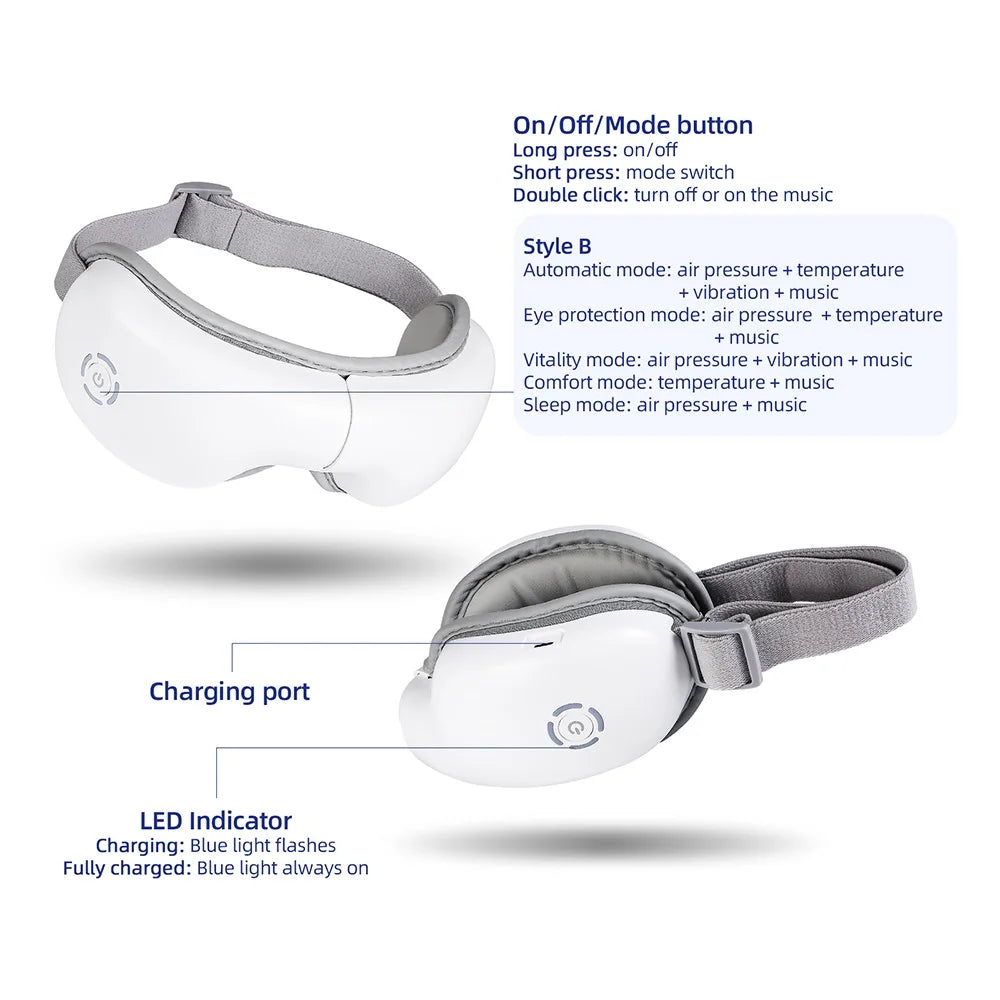 Masajeador De Ojos Con Calor, Amasamiento Y Vibración 3D, Alivia La Fatiga Ocular, Relaja Los Músculos Oculares, Herramientas Para El Cuidado De Los Ojos