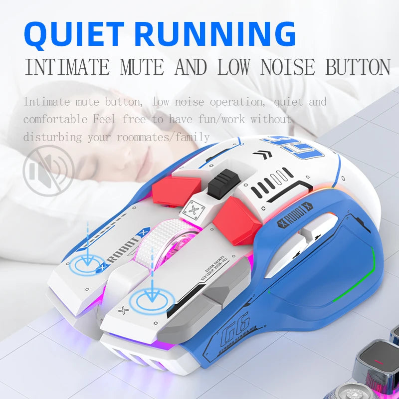 Ratón Inalámbrico Para Videojuegos, Tres Modos, 2,4G, USB, Bluetooth, 12 Teclas, RGB, Con Cable, Meche, Para Windows, IOS, Home Office, Portátil, PC Y Gamer
