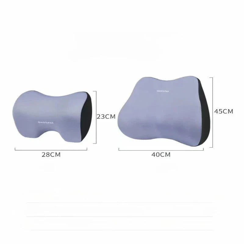 Black Memory Foam Car Seat Neck and Lumbar Support Set Ergonomic Cushion for Office Home Driving