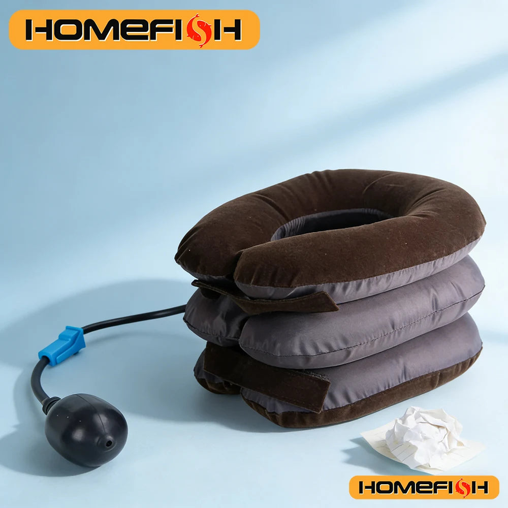 Dispositivo De Tracción Cervical Inflable – Soporte Para El Cuello Para Uso En El Hogar Y La Oficina
