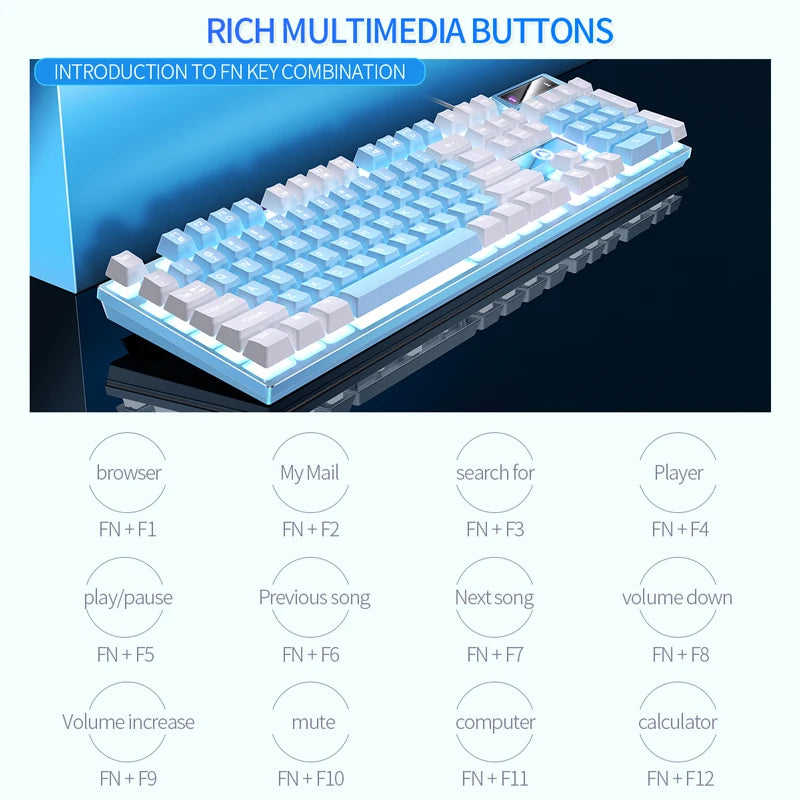 YINDIAO K500 Teclado Con Cable Para Juegos, Portátiles, Escritorios, PC, Accesorios De Oficina, Teclados De Jugador De Perfil Bajo Con Teclado Numérico