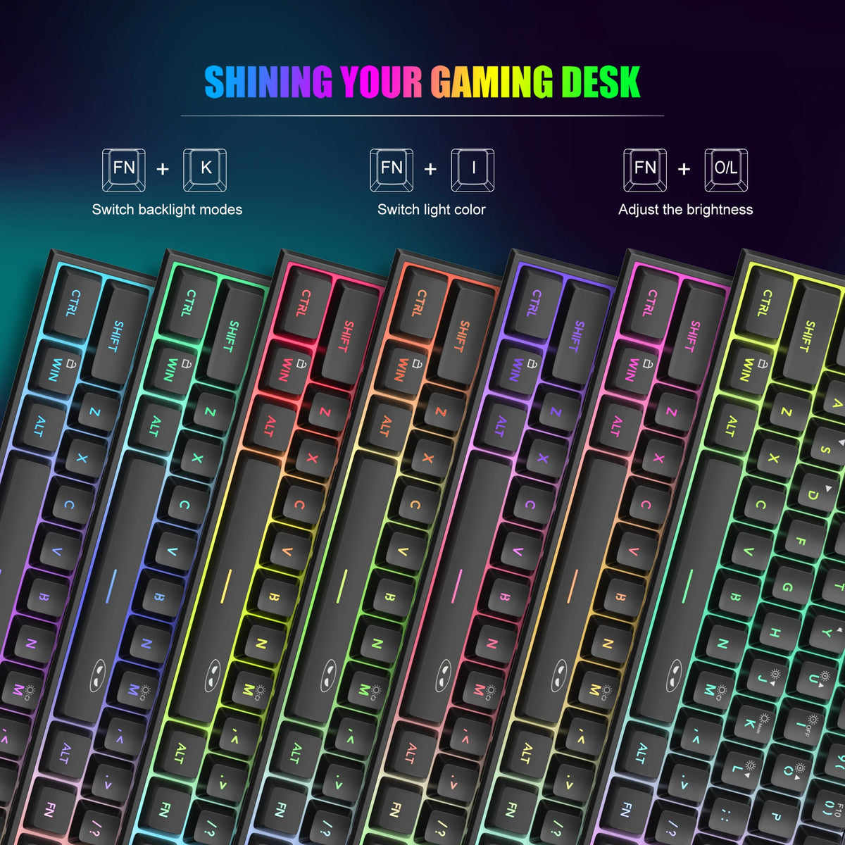 Magegee Mini Teclado Para Juegos 60%, Teclado Ultracompacto Retroiluminado RGB De 61 Teclas, Oficina De Sensación Mecánica Impermeable Ergonómica TS91