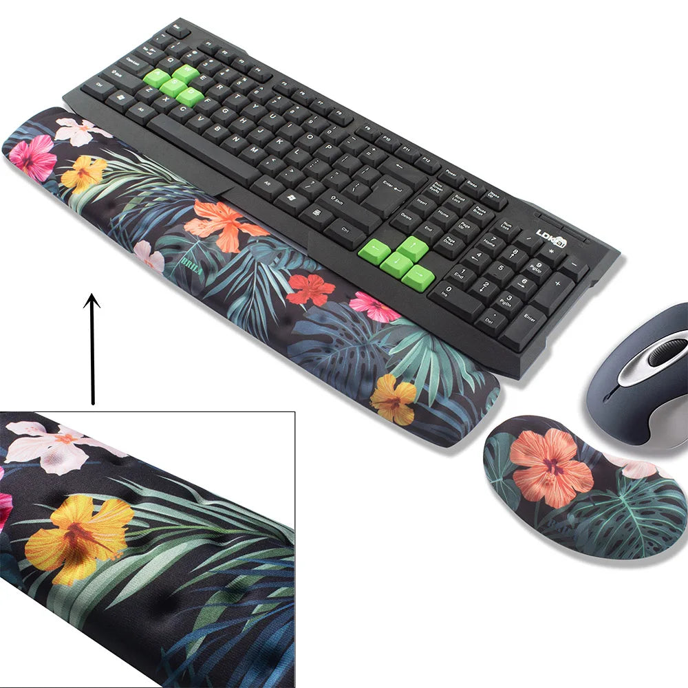 Ergonomic Memory Foam Mouse & Keyboard Wrist Rest Support Cushion Pad for Office Work and PC Gaming, Fatigue Pain Relief