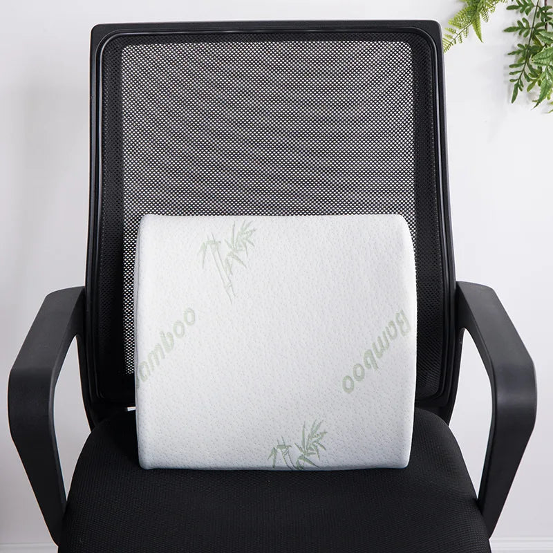 Cojín De Asiento De Espuma Viscoelástica De Fibra De Bambú 2 En 1, Cojín Trasero, Juego De Soporte De Cintura De Rebote Lento Para El Hogar, Oficina, Almohadilla Para Silla De Cuidado De La Salud