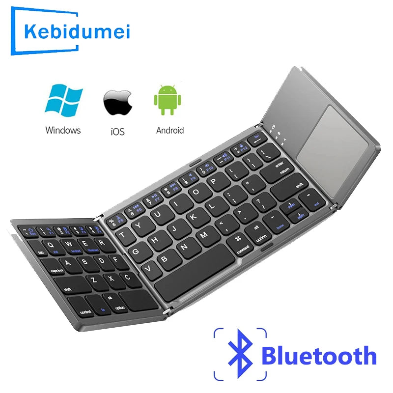 Teclado Plegable Bluetooth Con Panel Táctil Para IOS Android Windows Office Mini Teclado Inalámbrico Almacenamiento Tres Sistemas Universal