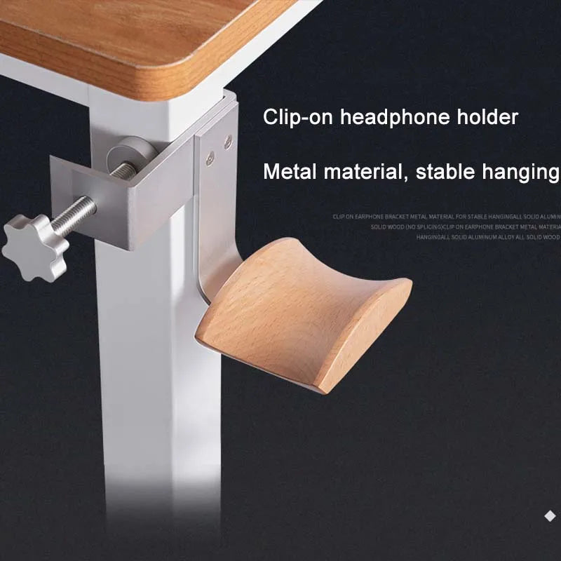 Jinserta-Soporte De Madera Para Auriculares, Clip De Bloqueo De Escritorio De Aleación De Aluminio, Soporte Para Auriculares, Colgador De Exhibición De Auriculares De Fácil Instalación
