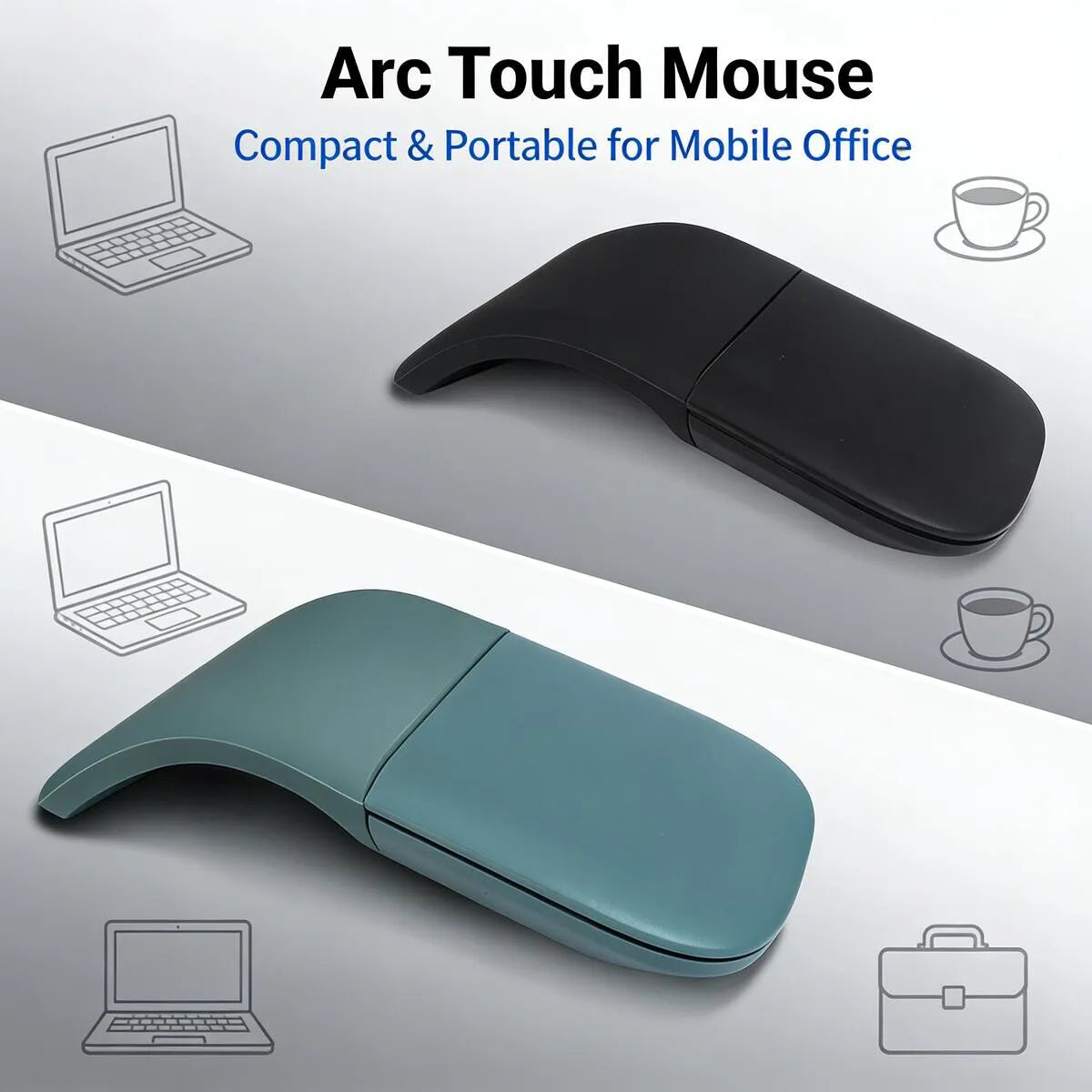 Ratón Inalámbrico Plegable ARC Touch, Bluetooth/2.4G, Silencioso, Ergonómico, Delgado Y Portátil Para Computadora, Ipad, Surface, Mac, Oficina Móvil