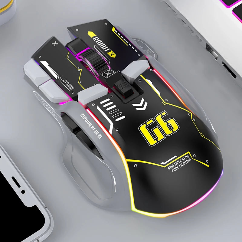 Ratón Inalámbrico Para Videojuegos, Tres Modos, 2,4G, USB, Bluetooth, 12 Teclas, RGB, Con Cable, Meche, Para Windows, IOS, Home Office, Portátil, PC Y Gamer