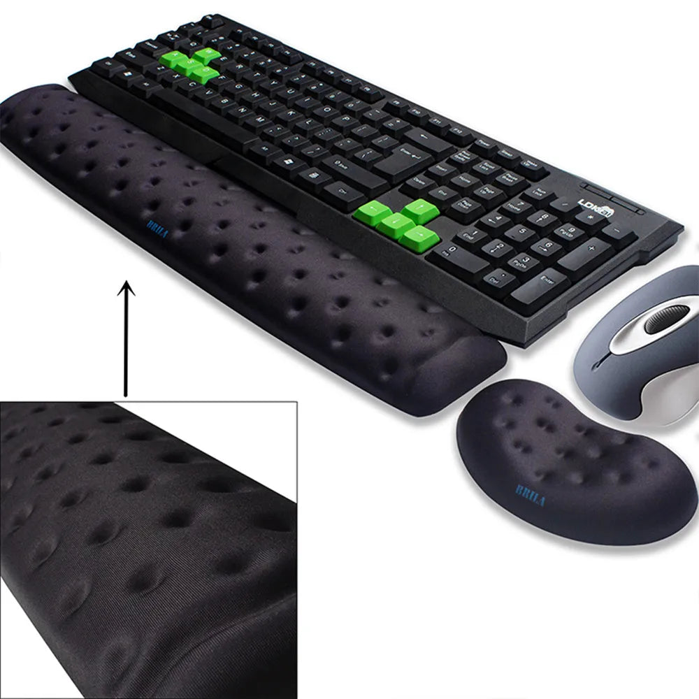 Ergonomic Memory Foam Mouse & Keyboard Wrist Rest Support Cushion Pad for Office Work and PC Gaming, Fatigue Pain Relief