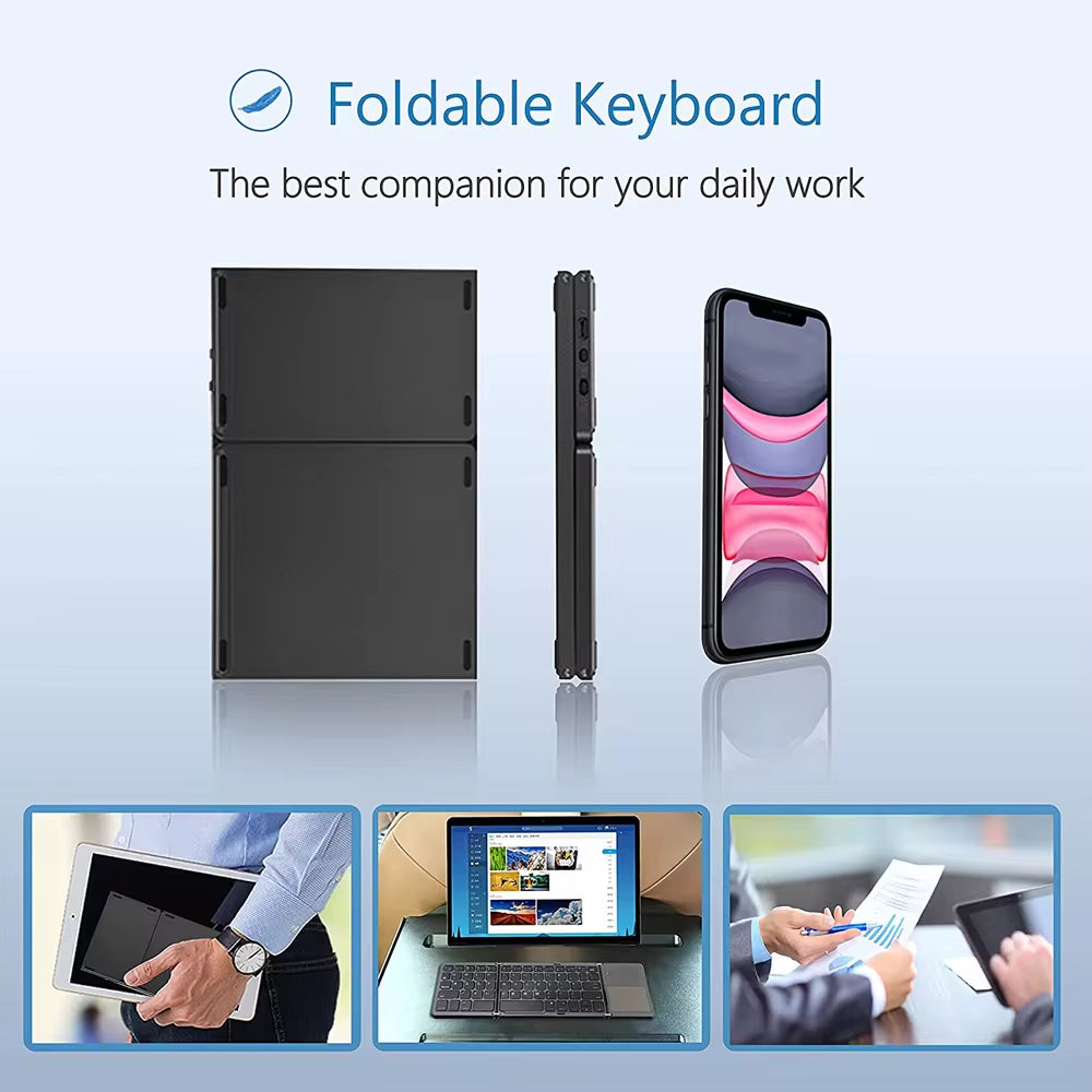 Teclado Plegable Bluetooth Con Panel Táctil Para IOS Android Windows Office Mini Teclado Inalámbrico Almacenamiento Tres Sistemas Universal