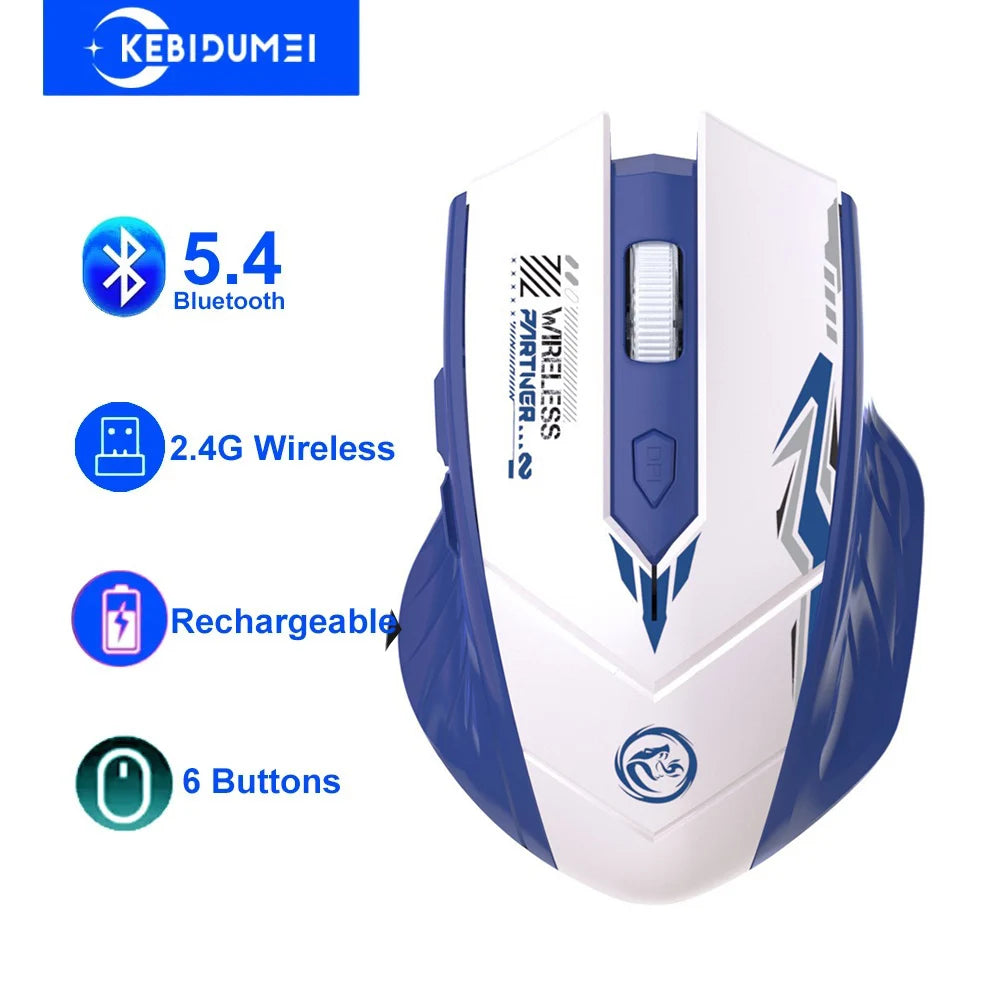 Ratón Bluetooth 5,4, Ratón Inalámbrico De Modo Dual 2,4G, 6 Botones, Ratón Para Juegos, Ratón Silencioso De Oficina, Ratón Recargable Para PC Y Portátil