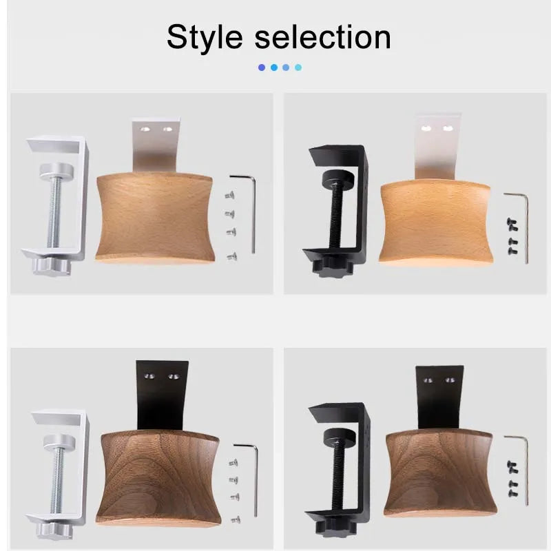 Jinserta-Soporte De Madera Para Auriculares, Clip De Bloqueo De Escritorio De Aleación De Aluminio, Soporte Para Auriculares, Colgador De Exhibición De Auriculares De Fácil Instalación