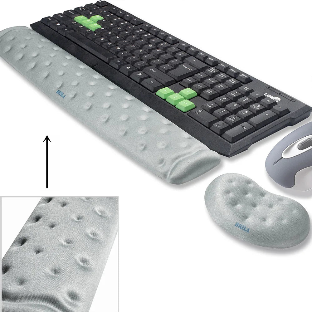 Ergonomic Memory Foam Mouse & Keyboard Wrist Rest Support Cushion Pad for Office Work and PC Gaming, Fatigue Pain Relief