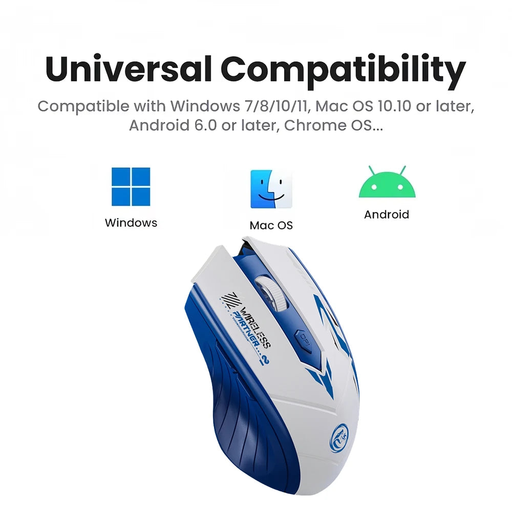 Ratón Bluetooth 5,4, Ratón Inalámbrico De Modo Dual 2,4G, 6 Botones, Ratón Para Juegos, Ratón Silencioso De Oficina, Ratón Recargable Para PC Y Portátil