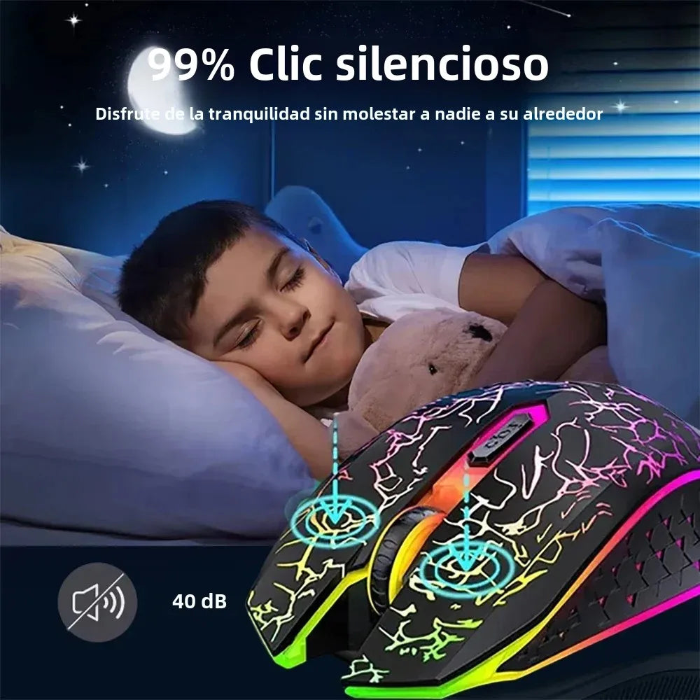 Ratón silencioso de 6 botones, Bluetooth y 2,4 GHz
