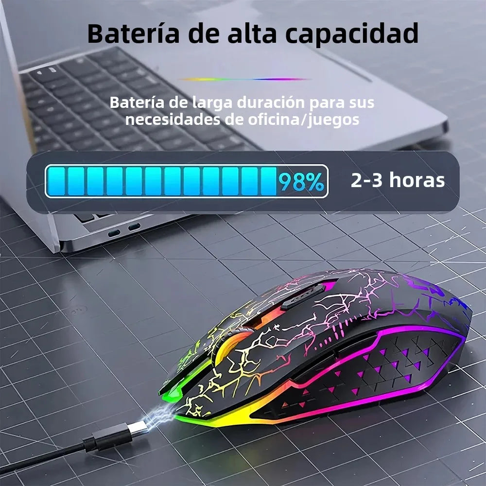 Ratón silencioso de 6 botones, Bluetooth y 2,4 GHz