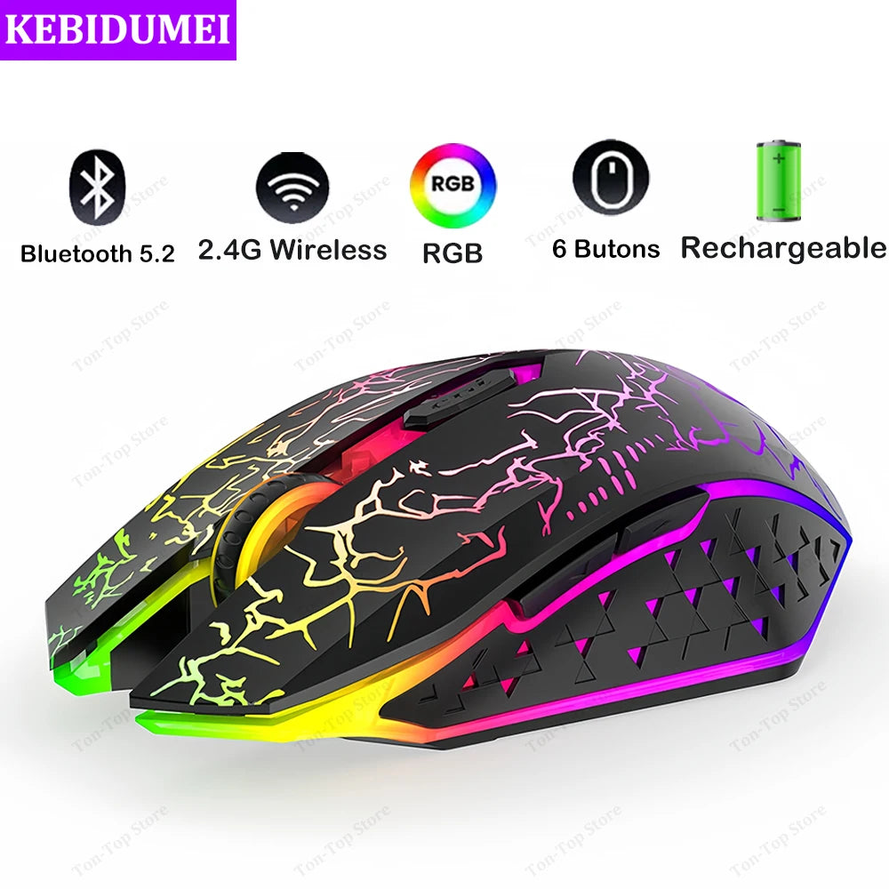 Ratón silencioso de 6 botones, Bluetooth y 2,4 GHz
