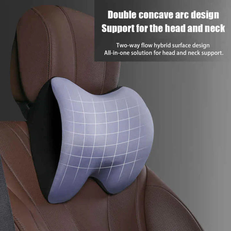 Black Memory Foam Car Seat Neck and Lumbar Support Set Ergonomic Cushion for Office Home Driving