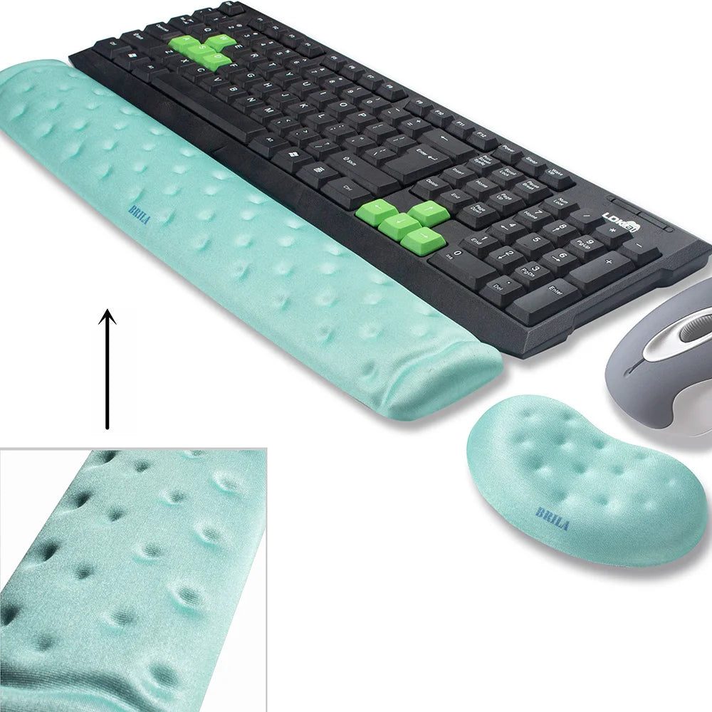 Ergonomic Memory Foam Mouse & Keyboard Wrist Rest Support Cushion Pad for Office Work and PC Gaming, Fatigue Pain Relief