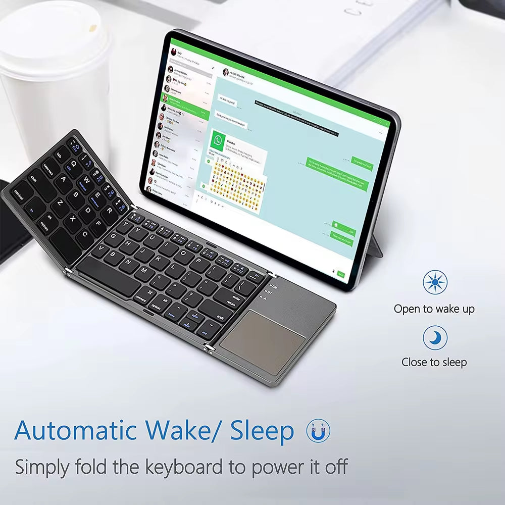 Teclado Plegable Bluetooth Con Panel Táctil Para IOS Android Windows Office Mini Teclado Inalámbrico Almacenamiento Tres Sistemas Universal