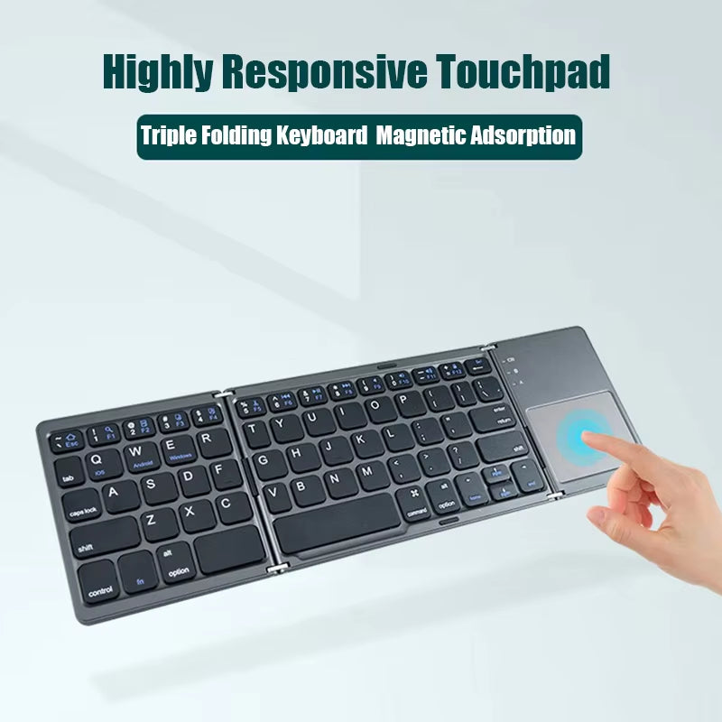Teclado Bluetooth Plegable Con Panel Táctil Para IOS Android Windows Office Mini Teclado Inalámbrico Almacenamiento Tres Sistemas Universal