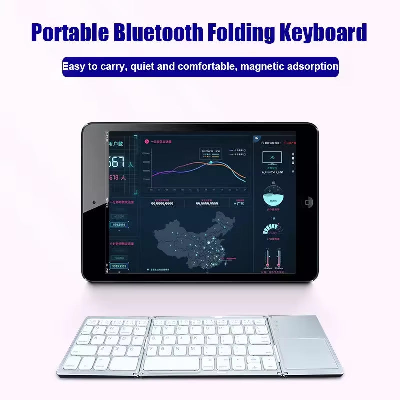 Teclado Bluetooth Plegable Con Panel Táctil Para IOS Android Windows Office Mini Teclado Inalámbrico Almacenamiento Tres Sistemas Universal