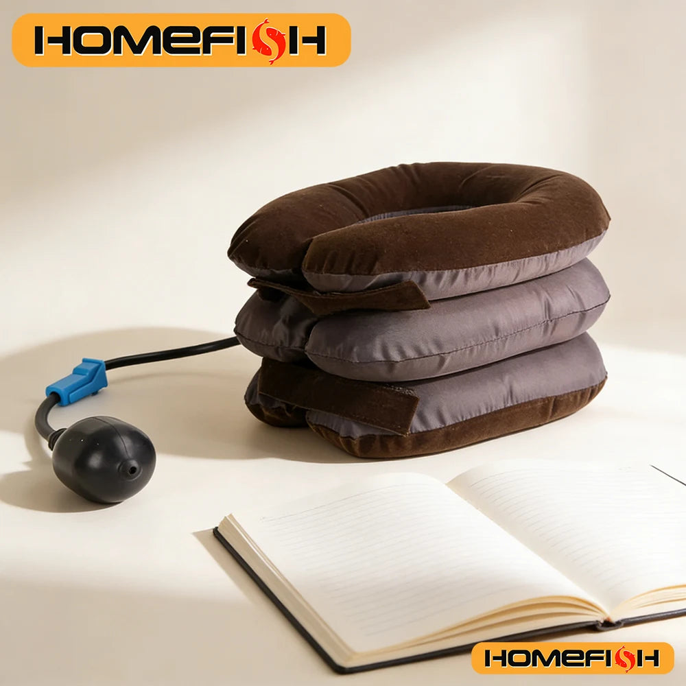 Dispositivo De Tracción Cervical Inflable – Soporte Para El Cuello Para Uso En El Hogar Y La Oficina