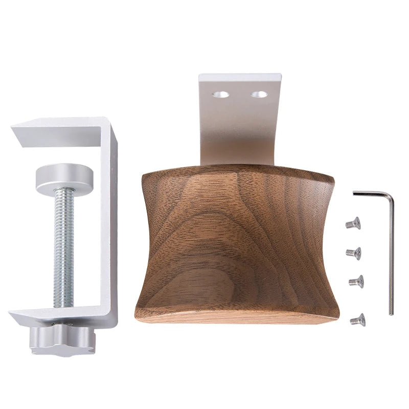 Jinserta-Soporte De Madera Para Auriculares, Clip De Bloqueo De Escritorio De Aleación De Aluminio, Soporte Para Auriculares, Colgador De Exhibición De Auriculares De Fácil Instalación
