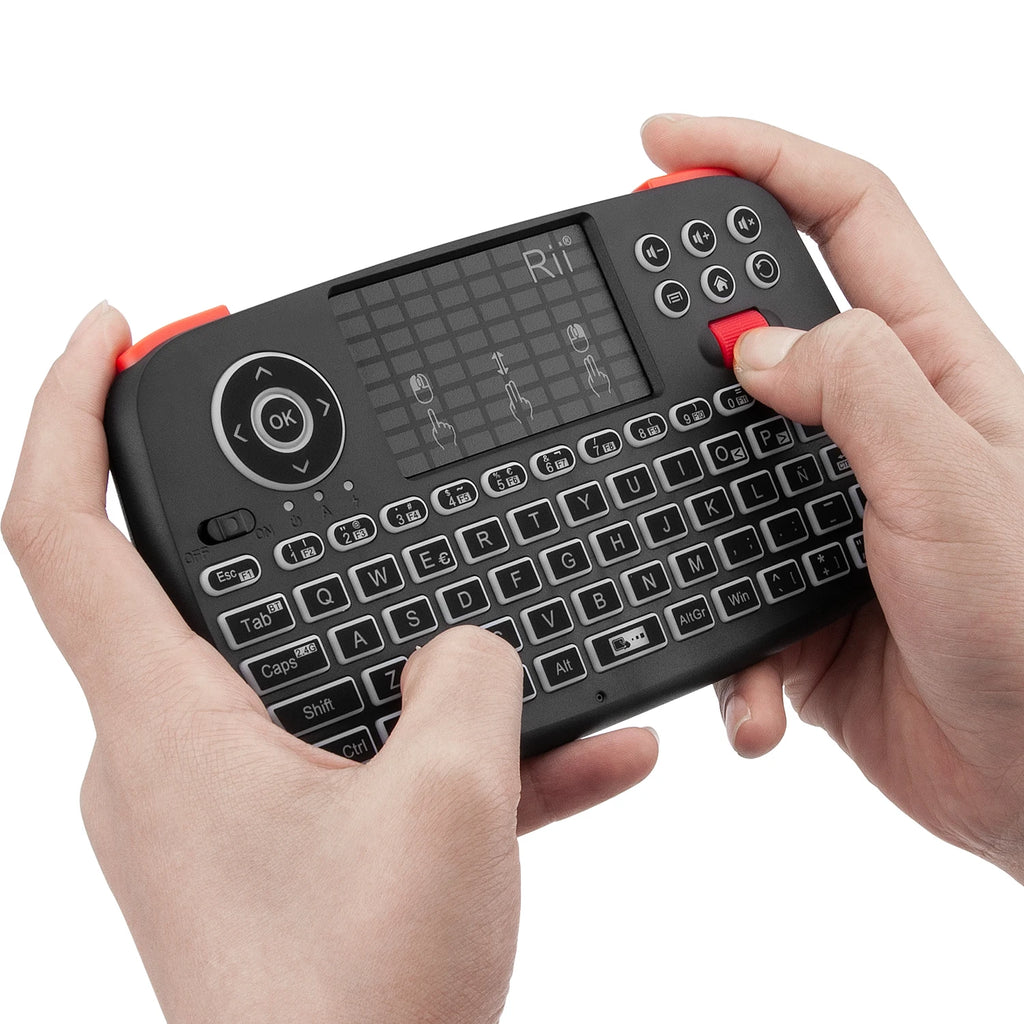 Rii I4 Mini Bluetooth & Wireless 2.4 Ghz Teclado Inalámbrico Retroiluminado, QWERTY Español, Para Ios, Android,Windowstv Box Smart TV