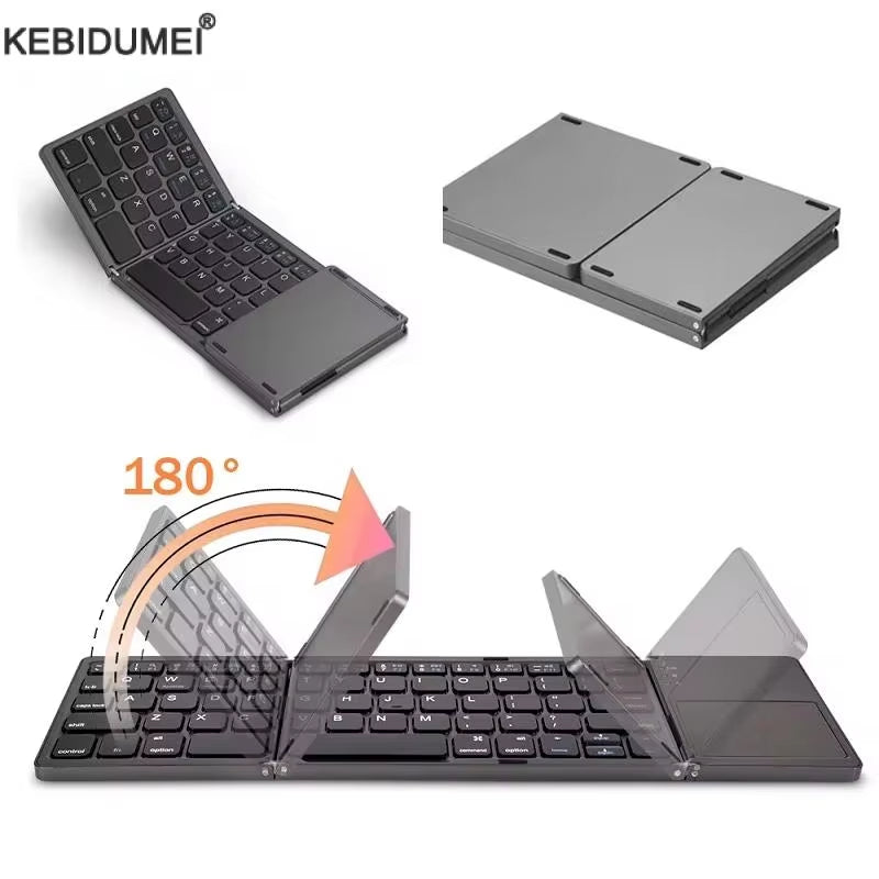 Teclado Bluetooth Plegable Con Panel Táctil Para IOS Android Windows Office Mini Teclado Inalámbrico Almacenamiento Tres Sistemas Universal
