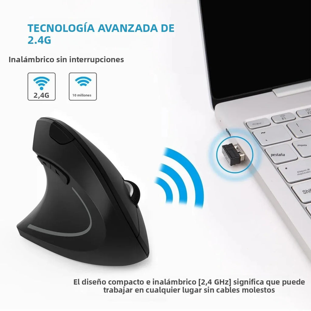 Ratón Vertical Ergonómico CHYI, Ratón Inalámbrico 2.4G Para Juegos De Computadora, Para Mano Derecha O Izquierda, Ratón Óptico USB 6D Para Jugadores, Para Computadora Portátil Y PC