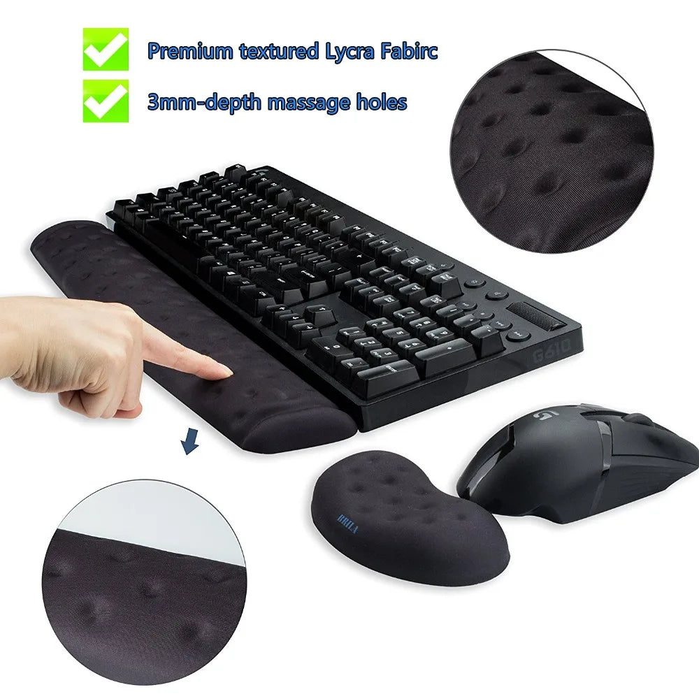 Ergonomic Memory Foam Mouse & Keyboard Wrist Rest Support Cushion Pad for Office Work and PC Gaming, Fatigue Pain Relief